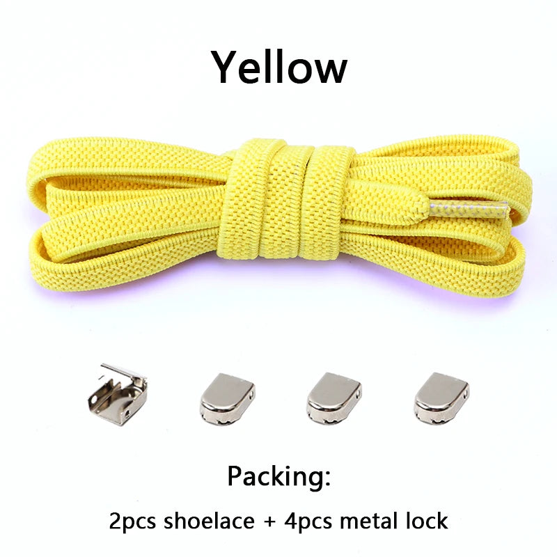 1 Paar Schnürsenkel ohne Binden, Metallschnallen, elastisch für Sneaker, Einheitsgröße für Erwachsene und Kinder, Schnell-Schnürsenkel, Lazy Sport Gummischnürsenkel