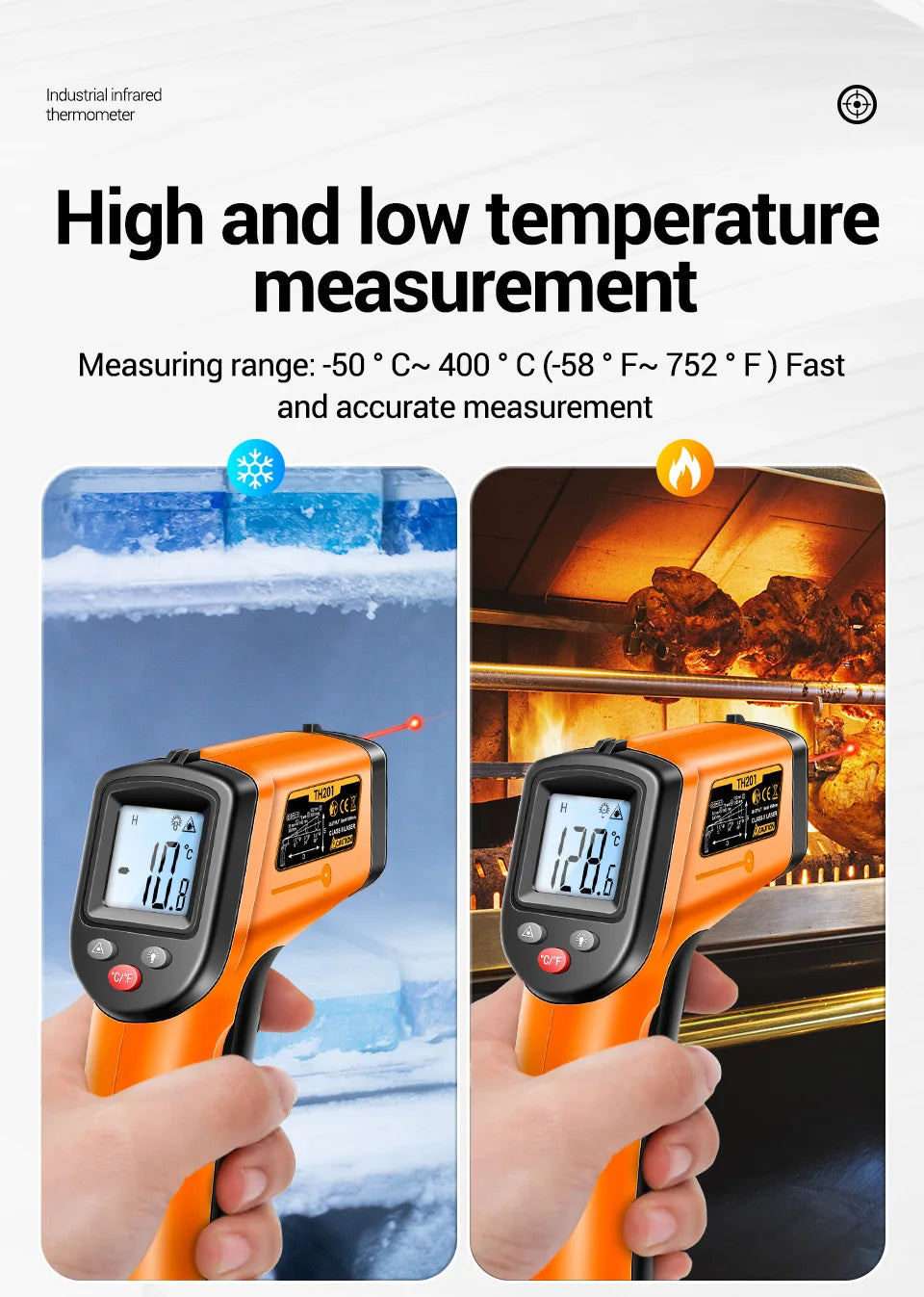 ANENG TH201 Thermometer Celsius Display Digital Infrared Thermometer Highly Sensitive Non-contact Temperature Measuring Gun Tool - Shoppiline