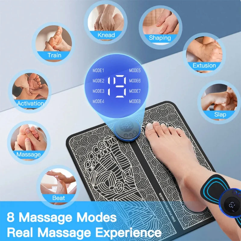 Electric EMS Foot Massager With Gel Pad Portable EMS Muscle Stimulation Massage Mat Improve Blood Circulation Relief Pain Relax