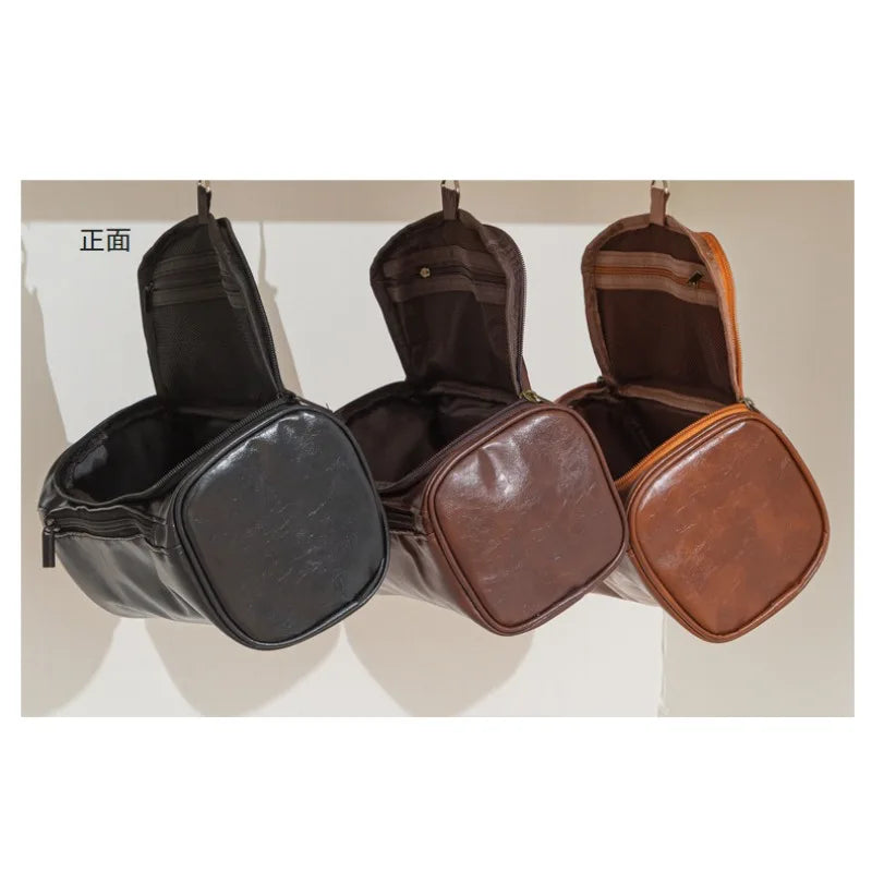 Leather Toiletry Bag for Men Women Dopp Kit Mens Hanging Toiletry Bag Travel Toiletry Bag for Traveling Large Cosmetic Bag for T