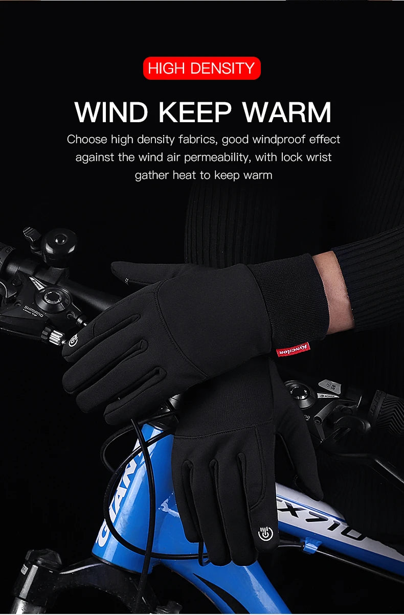 Outdoor Sports Autumn Winter Cycling Gloves Men Splash Proof Warm Windproof Touchscreen Anti-slip Motorbike Gloves Men Black