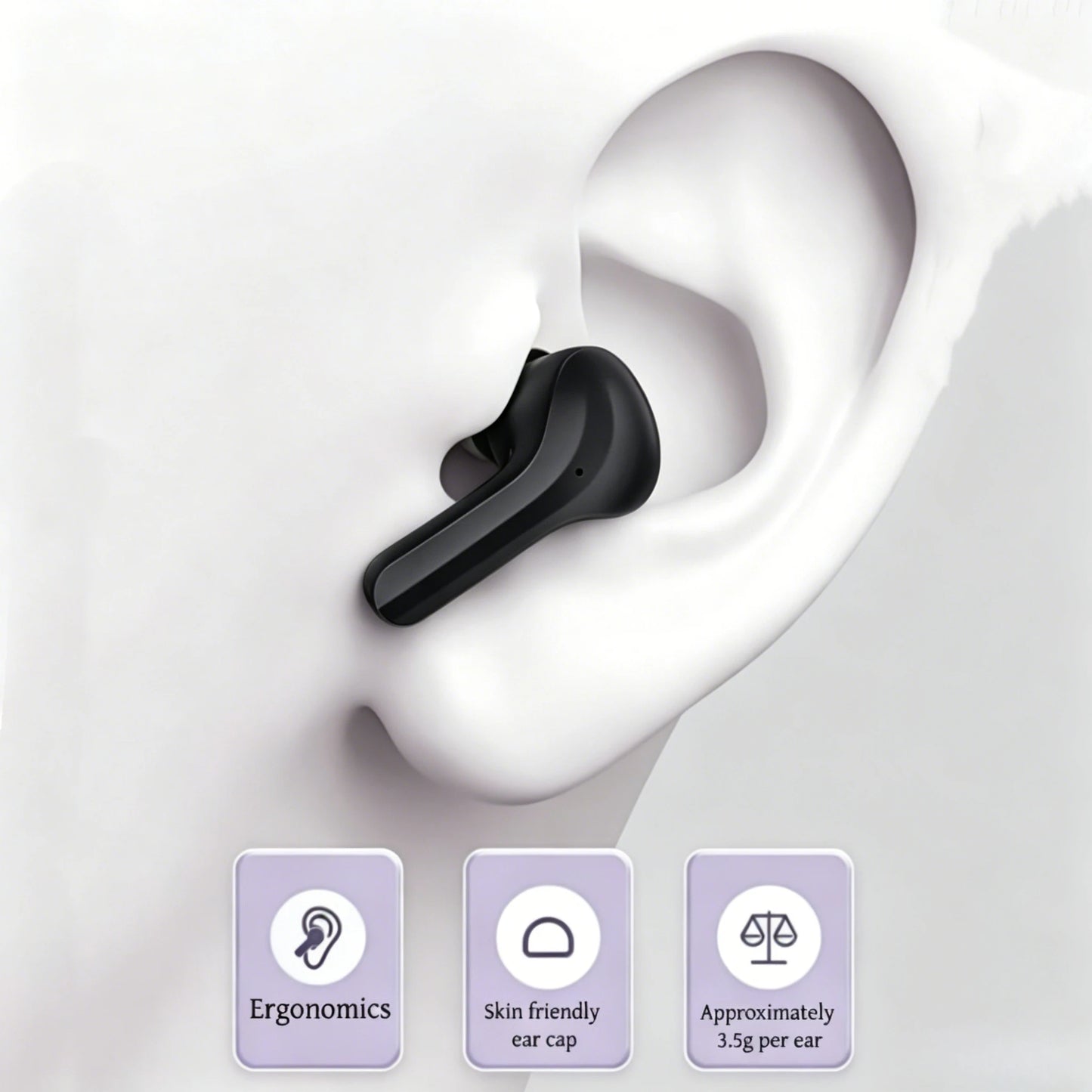 Transparent TWS Bluetooth Earphones Soft Silicone In-ear Design Wireless Sports Gaming Earbuds HiFi Stereo Audio LED Display