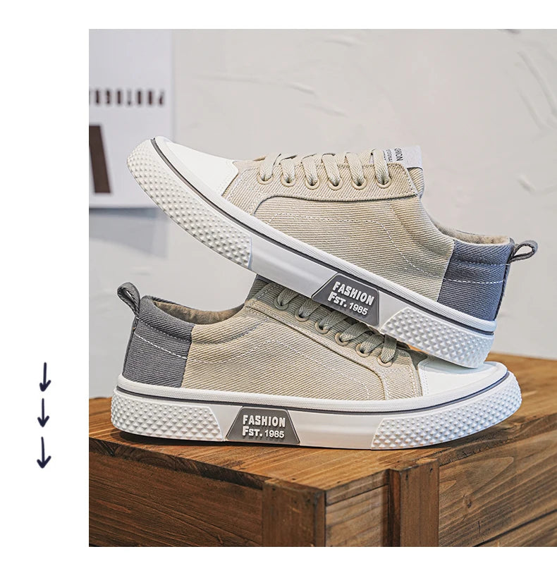 Canvas shoes four seasons men's casual shoes students flat shoes fashion soft-sole outdoor walking shoes youth Joker board shoes