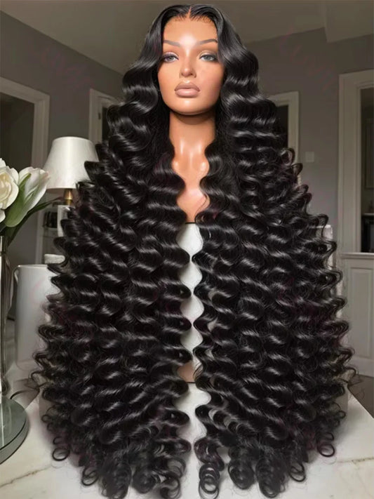 Loose Deep 13x6 Lace Front Human Hair Wig 30 40 Inches Brazilian Water Deep Wave 13x4 HD Lace Frontal Wig Curly Wigs For Women