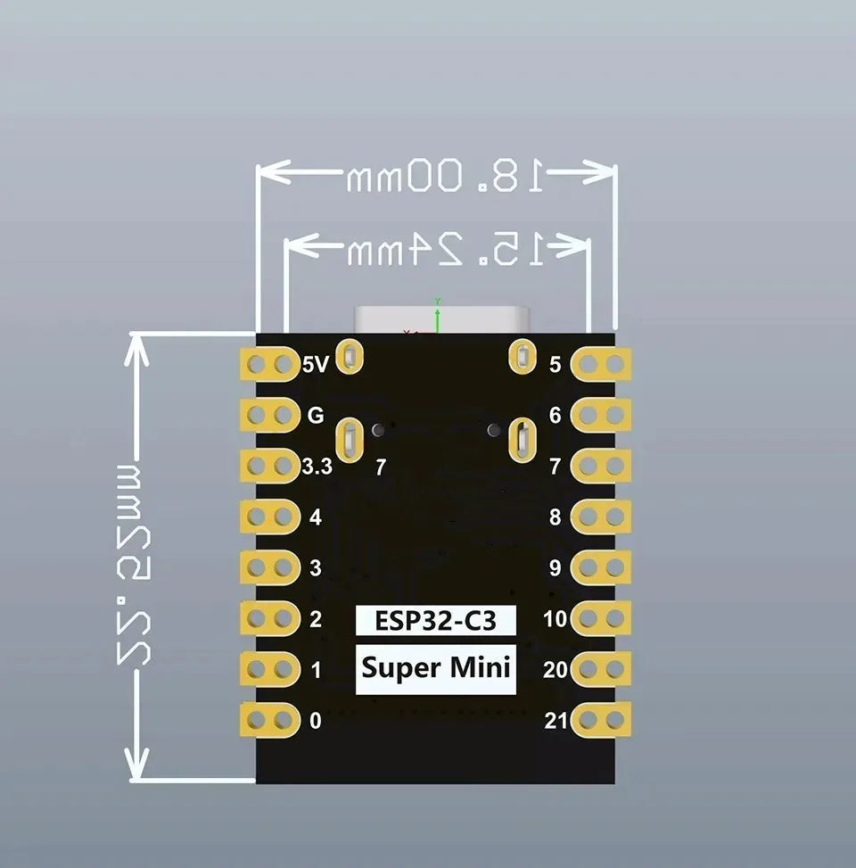 Carte de développement ESP32-C3 SuperMini WiFi compatible Bluetooth Flash 4 Mo SRAM 400 Ko pour projets Arduino IoT
