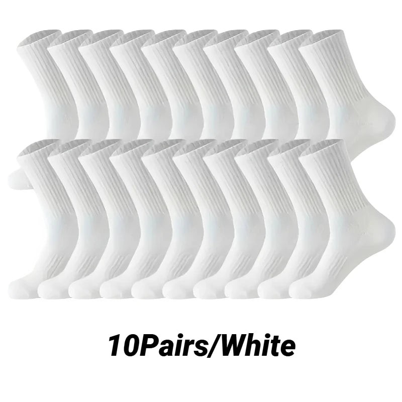 5/10Pairs Neutral Round Neck Socks Spring Summer Sweat Absorbing Breathable Comfortable All-Season Sports Men's High Classic