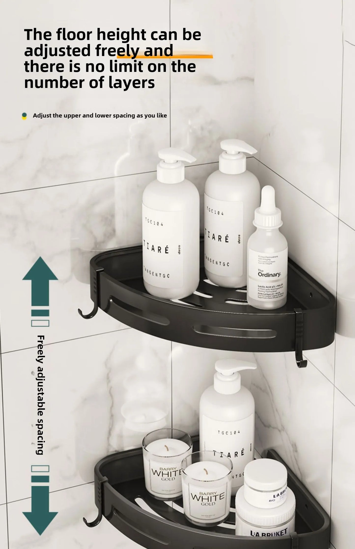 3/2/1 PCS Adhensive Bathroom Shampoo Holder Shower Caddy Shelves Storage No Drill Shelf Corner Towel Holder Shelves For Bathroom