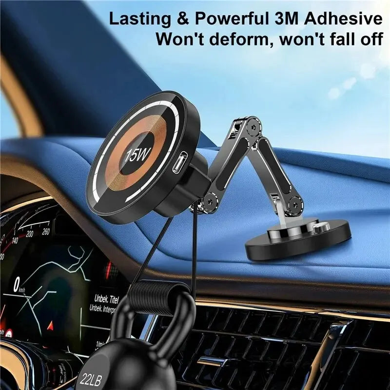 Magnetic Car Wireless Charger Stand Magnet Car Mount Fast Charging Station Phone Holder Bracket For Macsfae iPhone 15 14 13 12 - Shoppiline