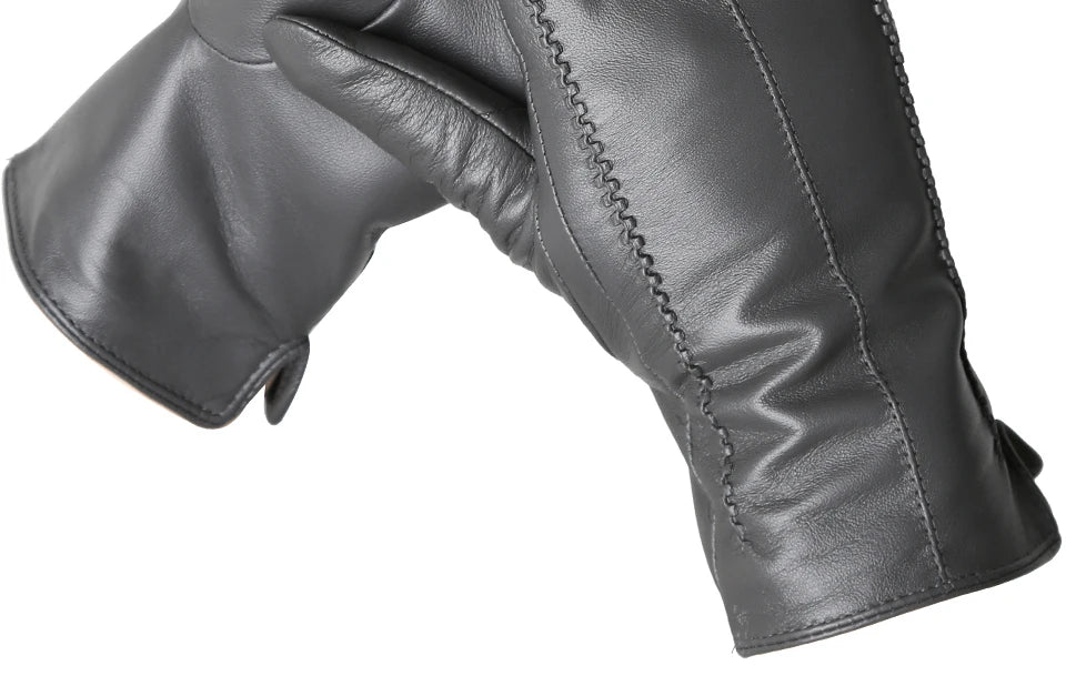 Women's sheepskin gloves winter warm plus velvet short thin touch screen driving color women's leather gloves good quality -2226