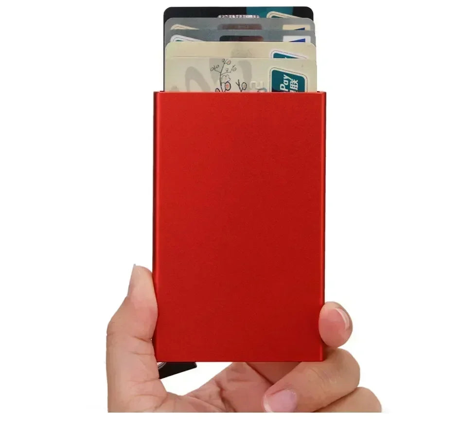 Small and Practical Pop Up Minimalist Smart Wallet Thin Slim RFID Credit Card Holder for Men Women Metal Purse Mini Wallets
