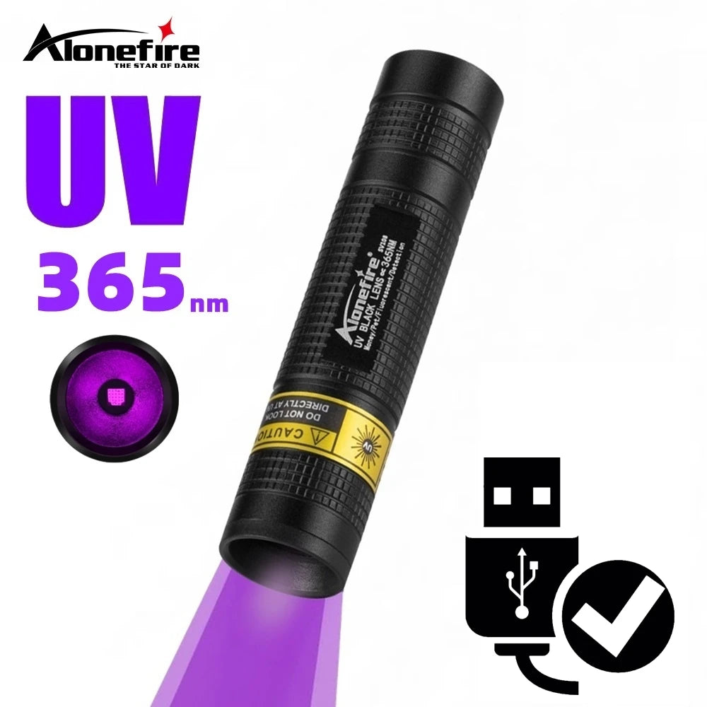 365nm Mini UV Led Blacklight Flashlight Usb Rechargeable Nail Lamp Pet Stain Leakage Marker Ore Money Scorpion Detection Lights