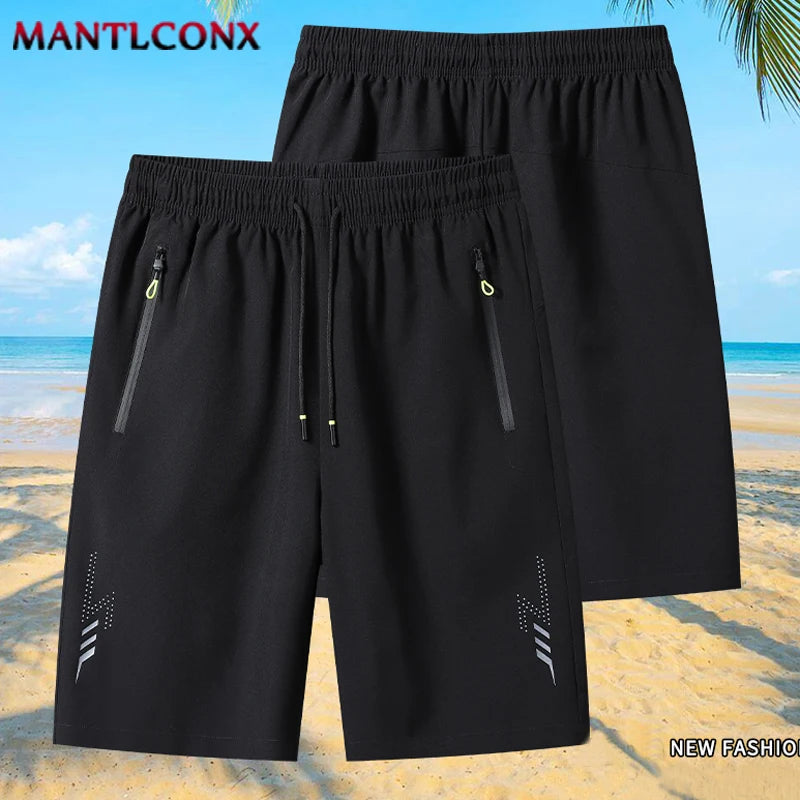 Summer Men's Shorts Cool Sportswear Running Sport Shorts Casual Bottoms Gym Fitness Training Jogging Short Pants Men Black Gray