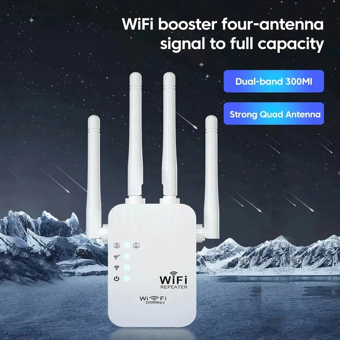 300M Wireless Signal Booster 2.4G WiFi Range Extender Internet Amplifier With EU Standard Plug