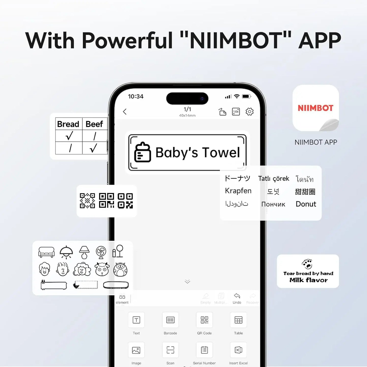 NIIMBOT B1 Portable Thermal Printer With Tapes 2 Inch Adhesive Label Machine Mini Bluetooth Sticker Maker Waterproof Labels Roll - Shoppiline