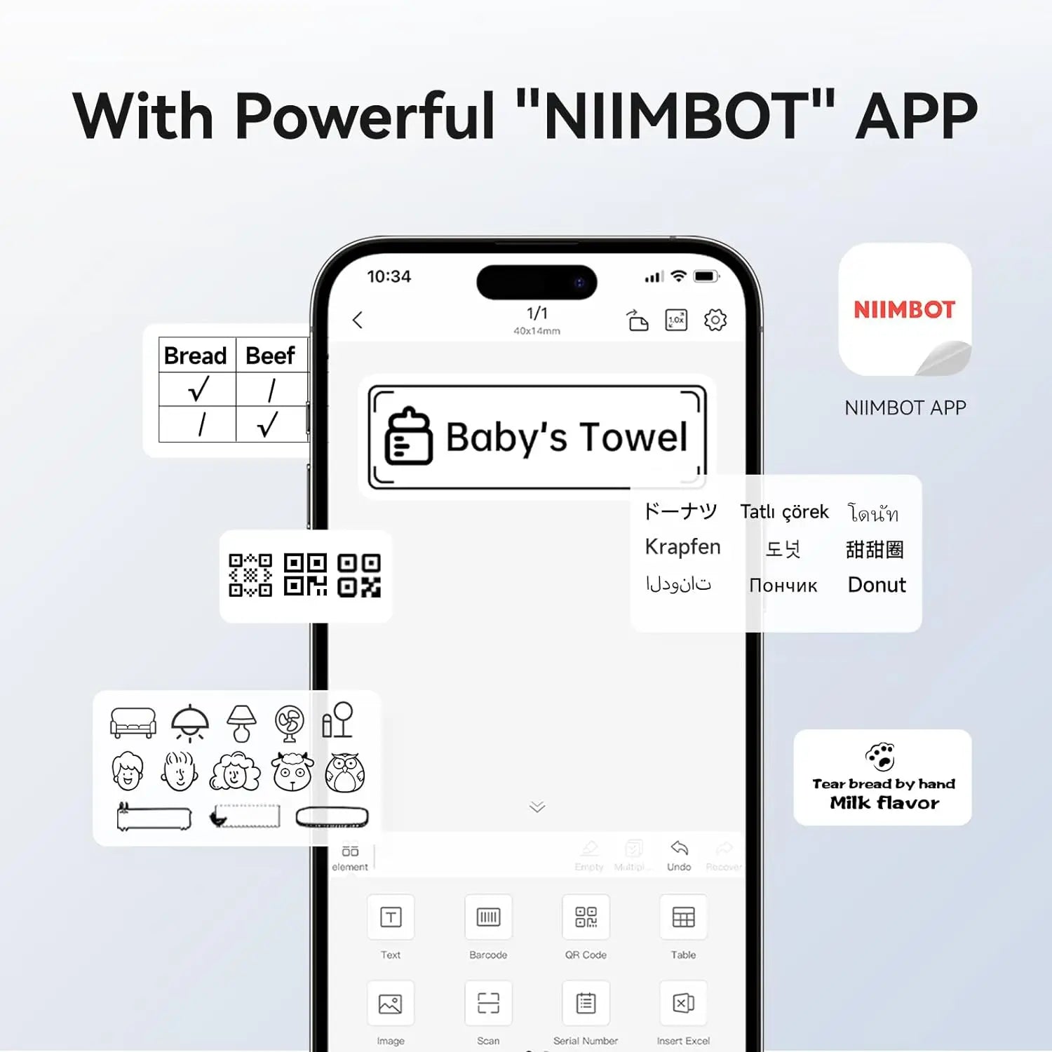 NIIMBOT B1 Portable Thermal Printer With Tapes 2 Inch Adhesive Label Machine Mini Bluetooth Sticker Maker Waterproof Labels Roll - Shoppiline