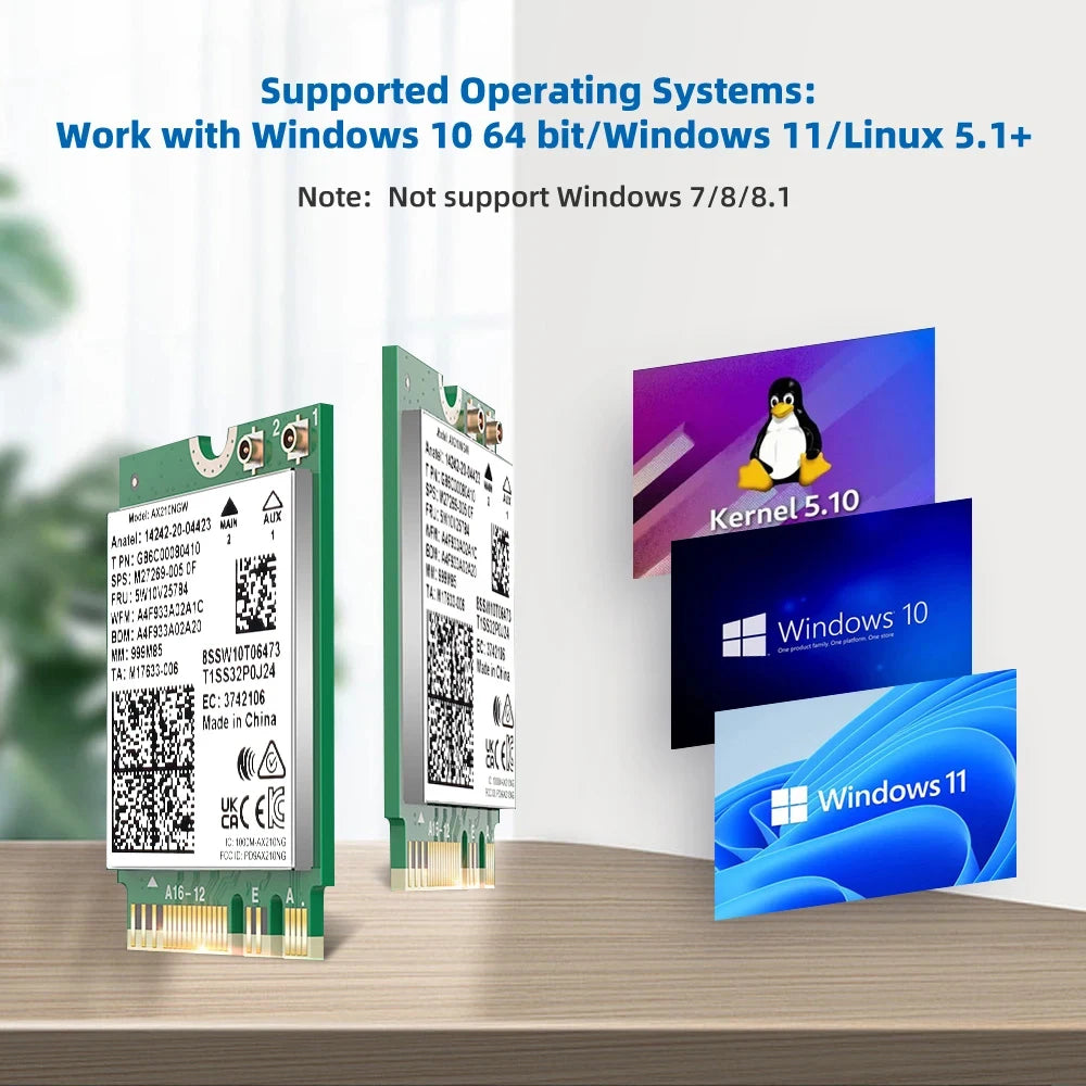 Tri Band WiFi6E AX210 Wireless 2.4Gbps Bluetooth 5.3 802.11AX Wireless Wi-Fi 6 AX210 For Intel AX210NGW M.2 NGFF Wlan WiFi Card