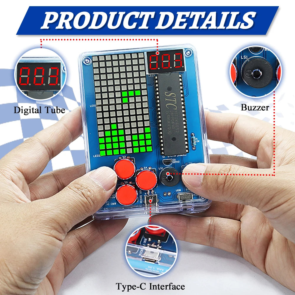 DIY Kit Electronic Pixel Game Console LED Dot Matrix Digital Tube Display DIY Soldering Kit STC15F2K60S2 MCU Double-Sided PCB - Shoppiline
