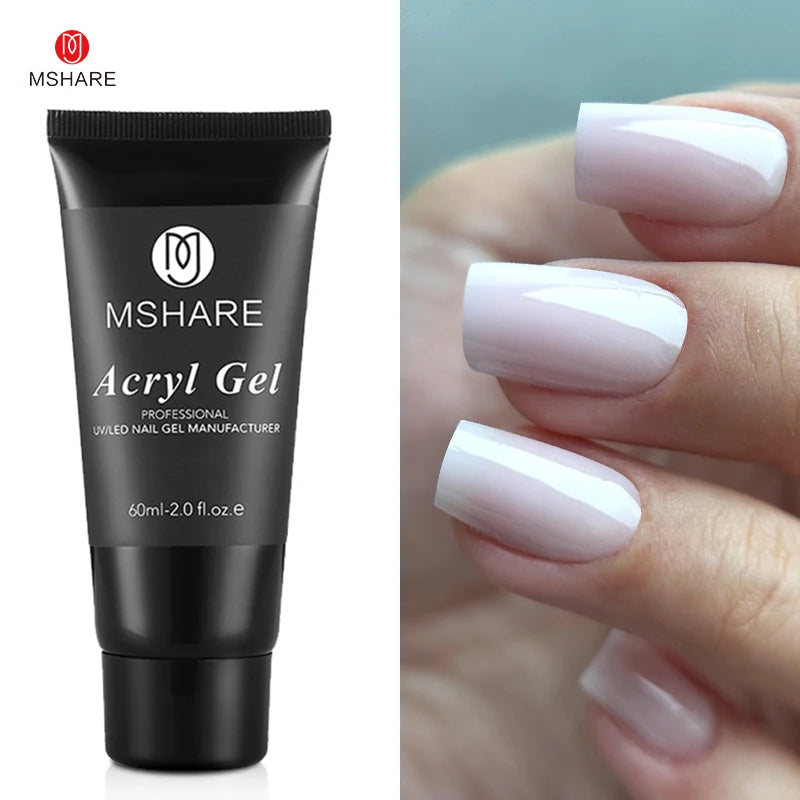 MSHARE Poly Nails Acryl Gel 60ml Builder UV Led Acrylgel Nagelverlängerungen Acryl Rosa Weiß Klar Acrylat HEMA TPO-freies Gel