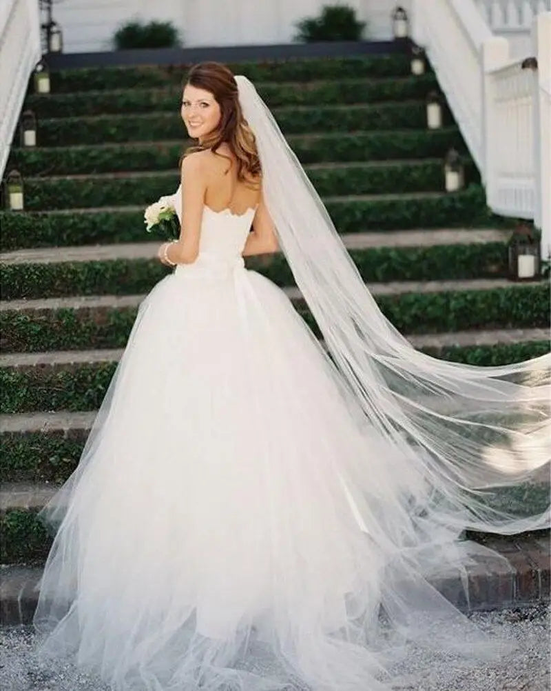 Real Image White Ivory Wedding Veil One-layer Soft Tulle Bridal Veil Head Veils Wedding Accessories with Comb