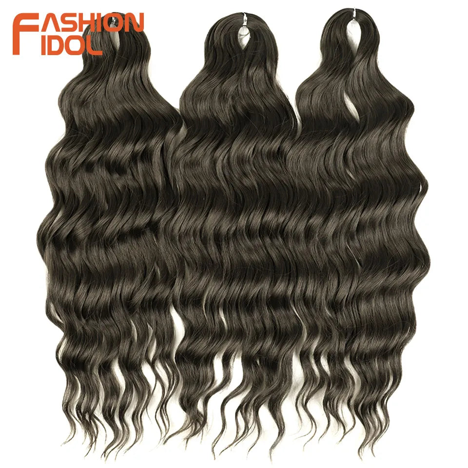 Anna Hair Extensions synthétiques de tresses Loose Deep Wave 24 pouces, cheveux tressés ondulés, cheveux bouclés torsadés au crochet Ombré Blond