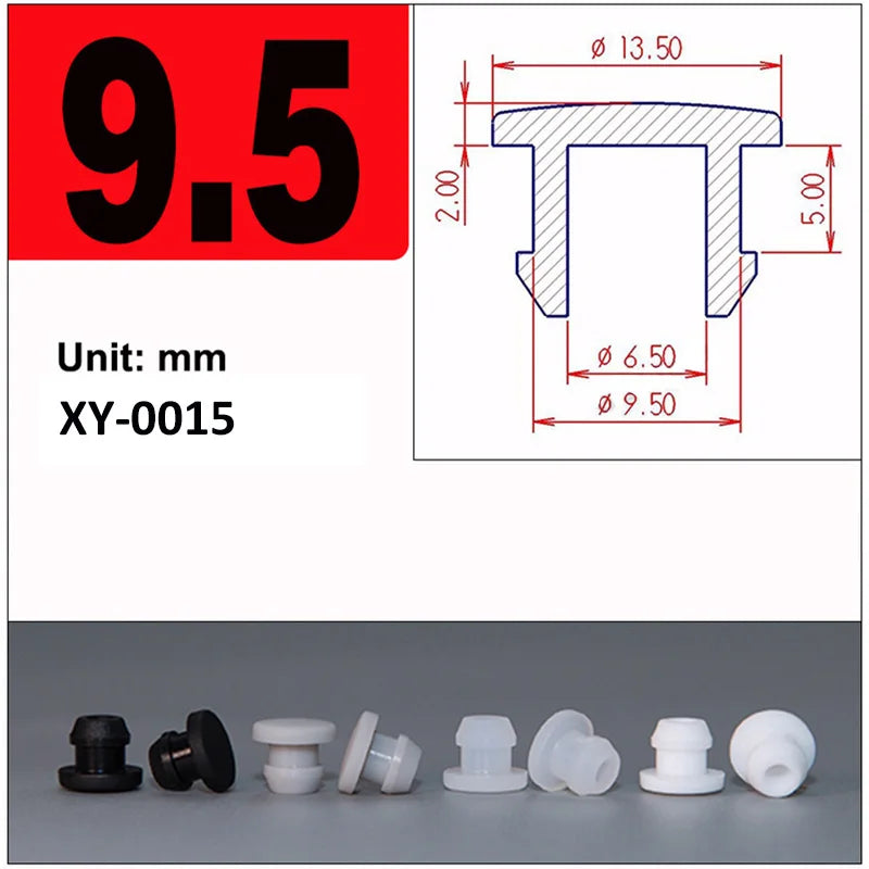 Silicone Rubber Caps T Type Plug Cover Snap-on Gasket Blanking End Seal Stopper 2.5mm-15mm Black/White/Gray/Transparent