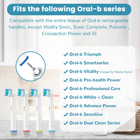 Replacement Toothbrush Heads Compatible with Oral B Braun Electric Toothbrushes Brush Head Refills 1000 1500 3000 7000 7500 8000