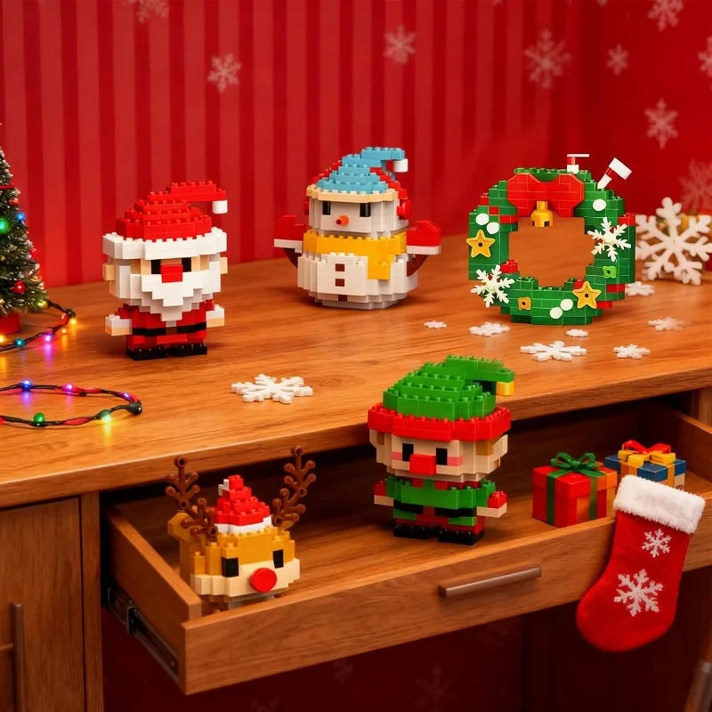 DIY Christmas Santa Claus Building Blocks Set Christmas Themed Brick Ornaments Mini Block Figures Christmas Birthday Gifts