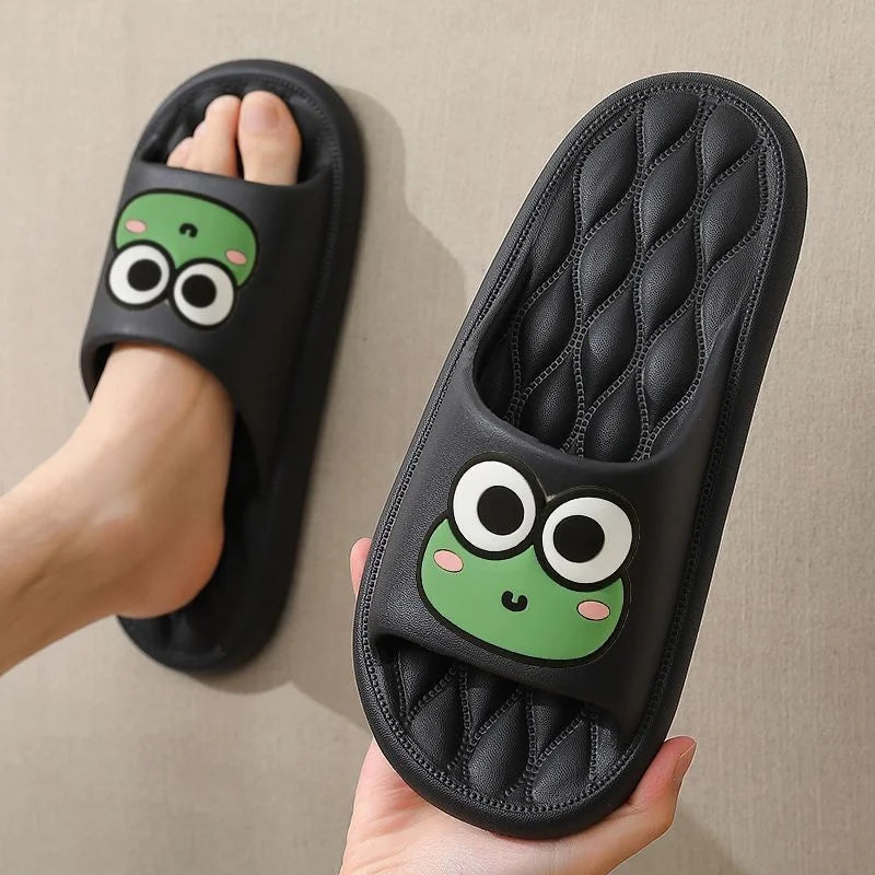 Sommer-Strand-Slides, Badelatschen, rutschfest, Hausschuhe, Anti-Rutsch-Heim-Flip-Flops, Cartoon-Frosch-weiche Sandalen
