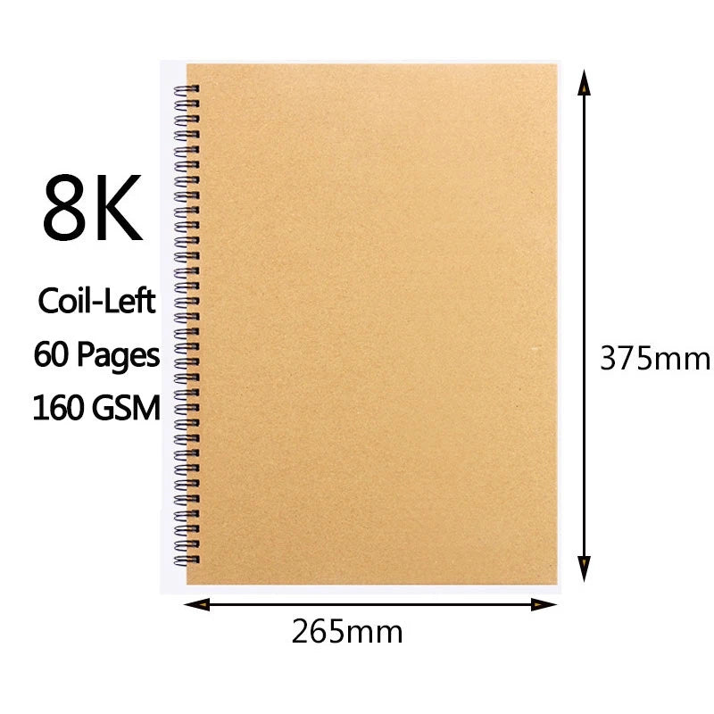 A3/A4/A5/8k/16k Sketchbook Thick Paper 160 GSM Notebook for painting DIY Creative Practice Drawing Art School Supplies - Shoppiline