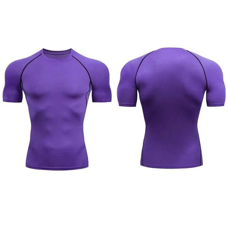 2025 Compressed T-shirt Men's sportswear Running T-shirt Elastic Quick-drying Exercise T-shirt for men exercising in the gym