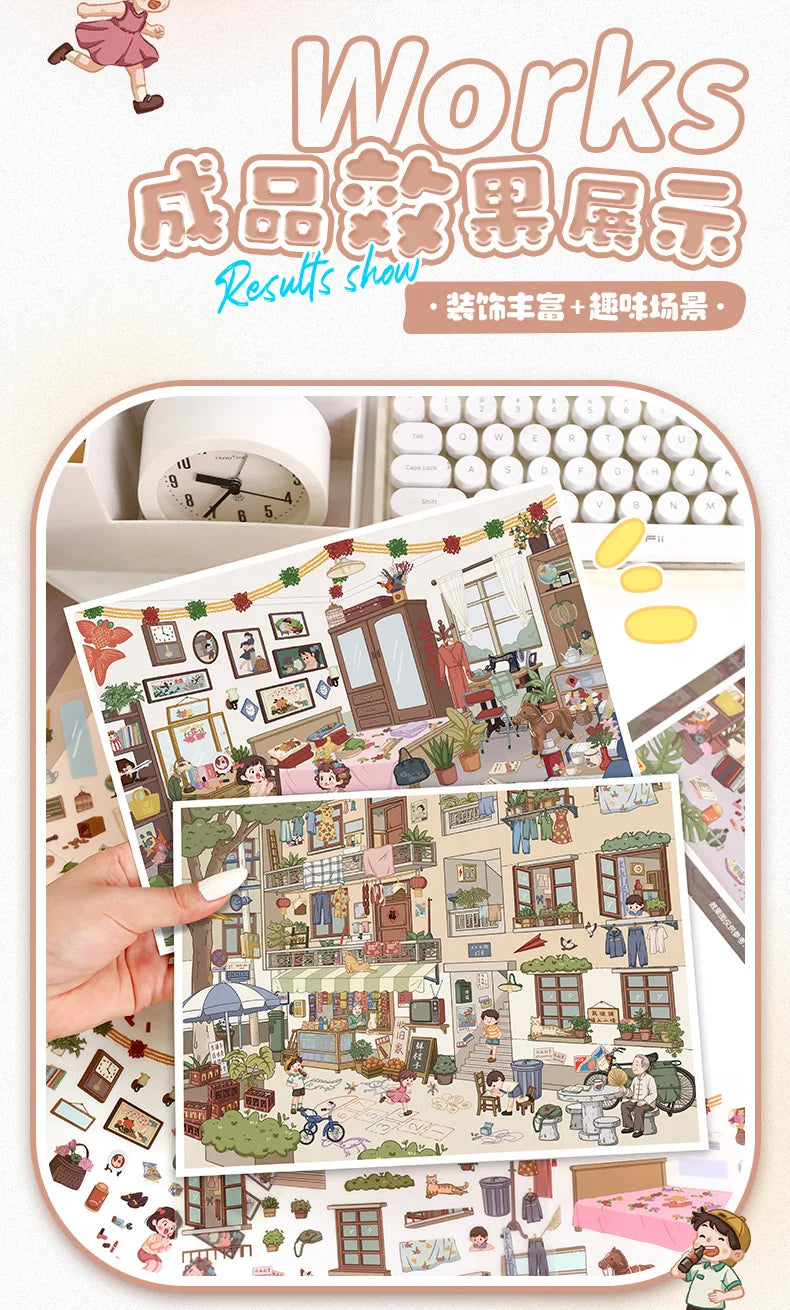 Kawaii convenience store 3D Childhood memories Landscape Sticker DIY Pocket Cabin Scene Halloweengifts