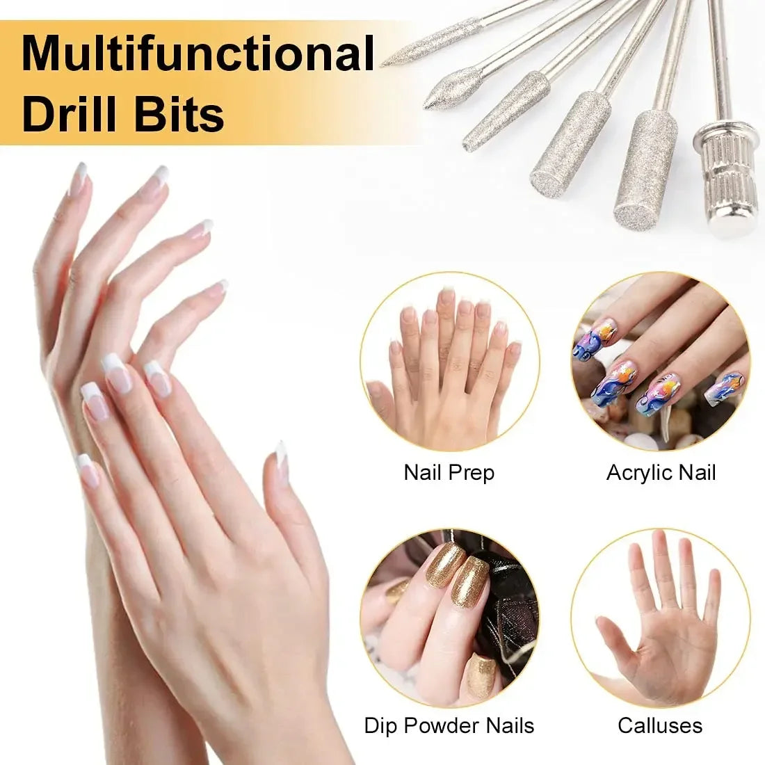 6-in-1 Professional Electric Nail Drill Kit – Nail File Pen for Filing, Polishing & Exfoliating