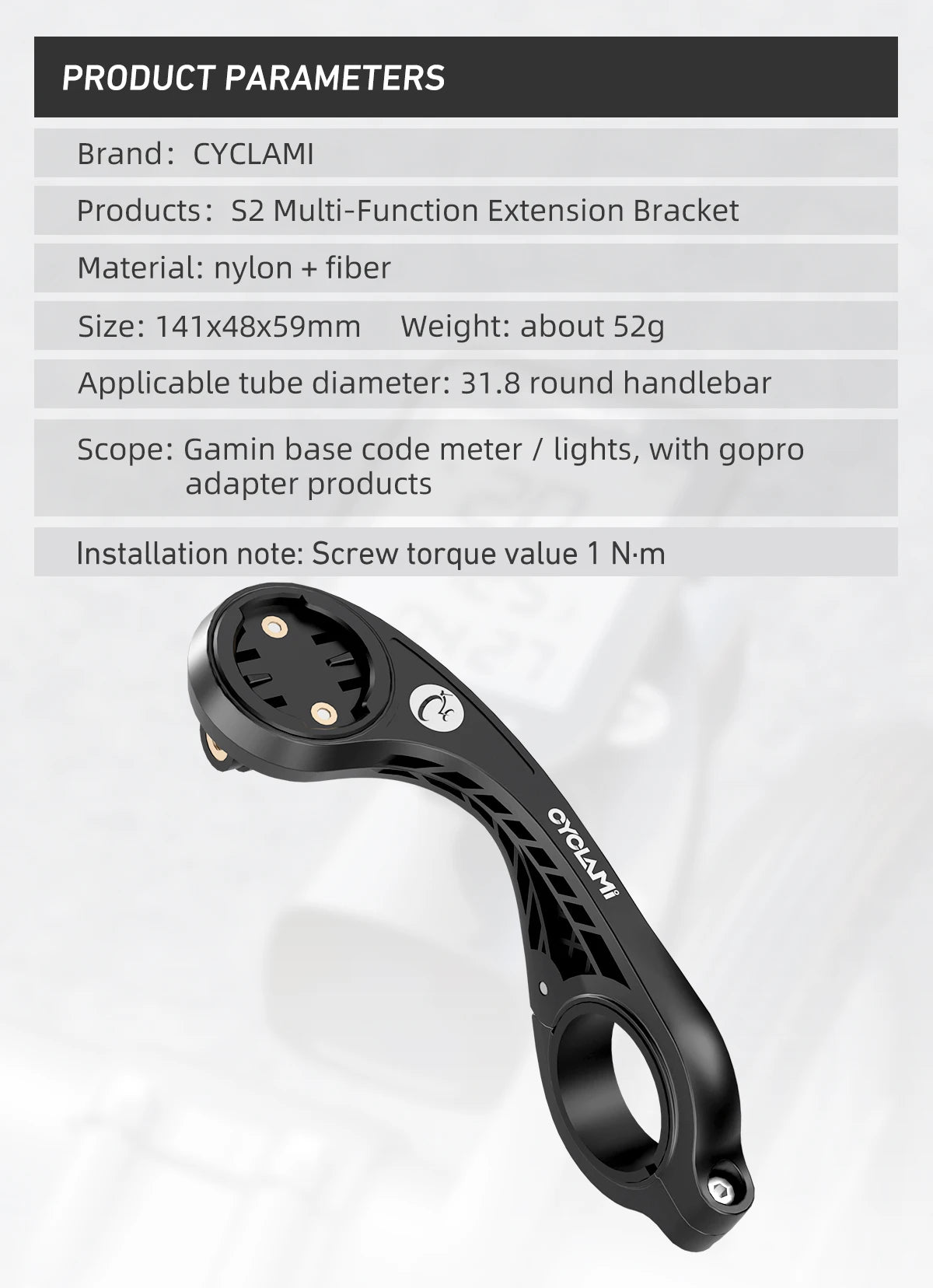 CYCLAMI S2 Bike Computer Mount Mountain Road Bicycle GPS Headlight Holder Bracket Support For GARMIN XOSS IGPSPORT Magene Coospo