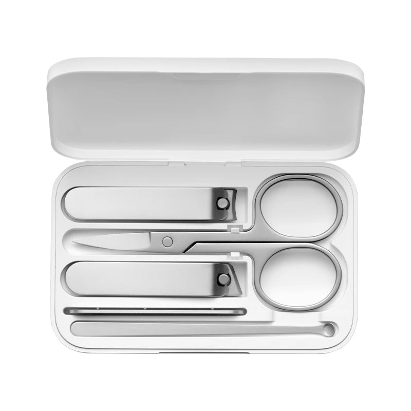 Mijia Nail Clipper Five-Piece Set White High-Quality Stainless Steel Magnetic Absorption Simple Five-Piece Set Portable