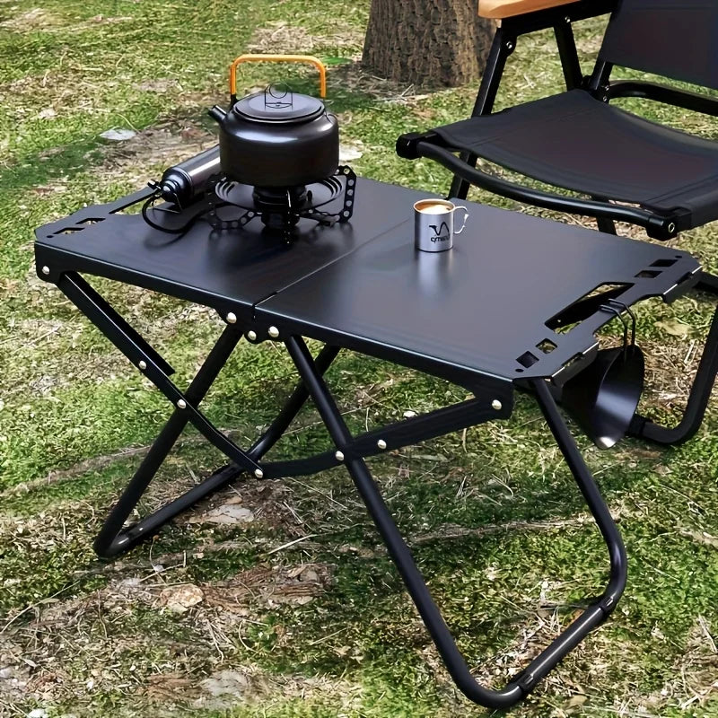 Leichter tragbarer Klapp-Campingtisch aus Karbonstahl - Mehrzweck-Grill- & Picknicktisch für Outdoor-Reisen, Wandern & Camping