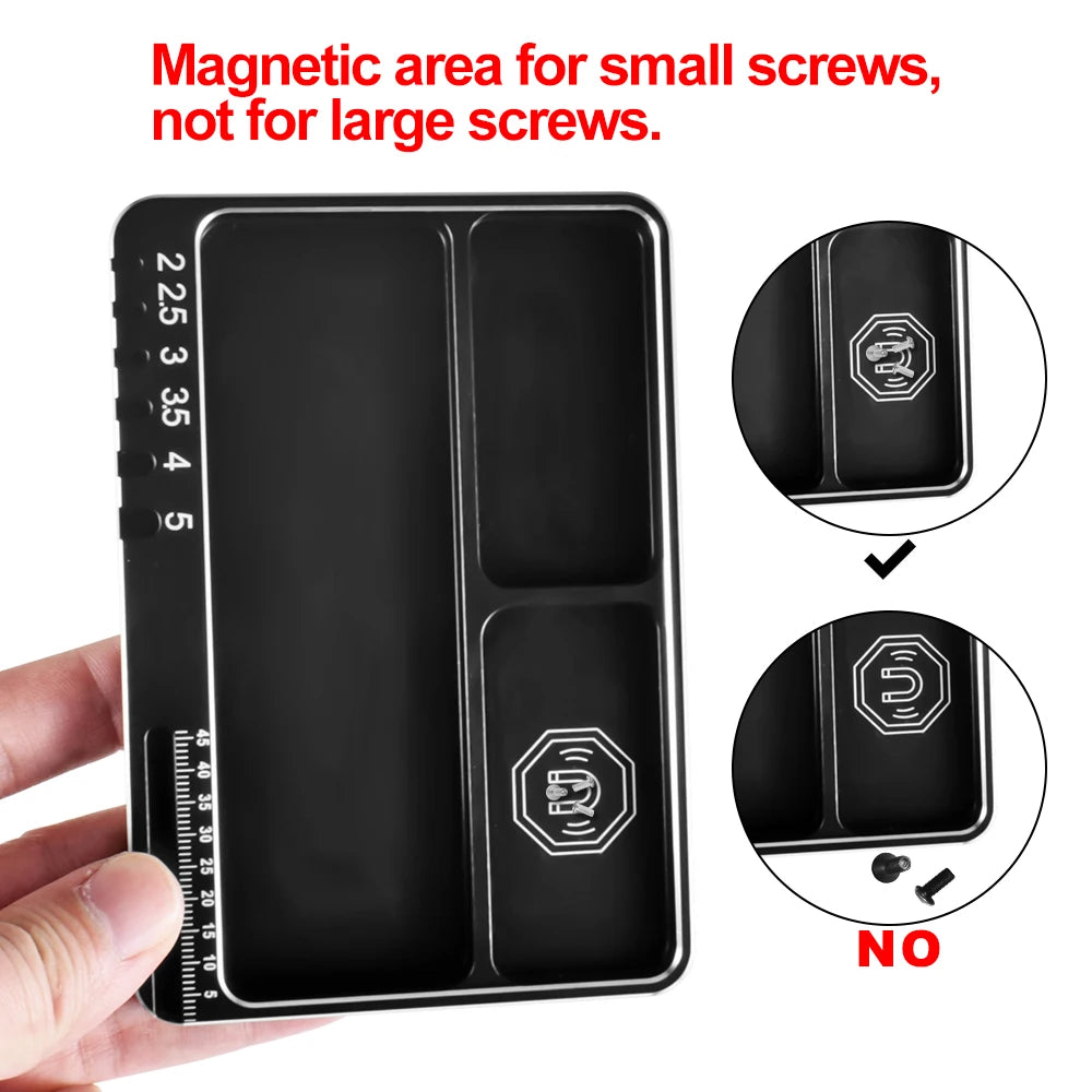 9IMOD RC Schraubenablage mit Magnetpad Aluminiumlegierung Magnetschrauben-Speicherplatte für RC Flugzeug Auto Boot Reparaturwerkzeug