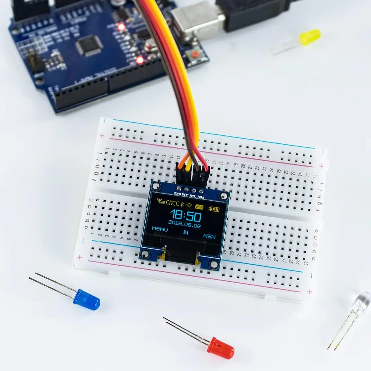 0.96 Inch OLED Display Module, 128x64 Pixel I2C SSD1306 Luminous OLED Screen Board Compatible with Arduino Raspberry Pi ESP32