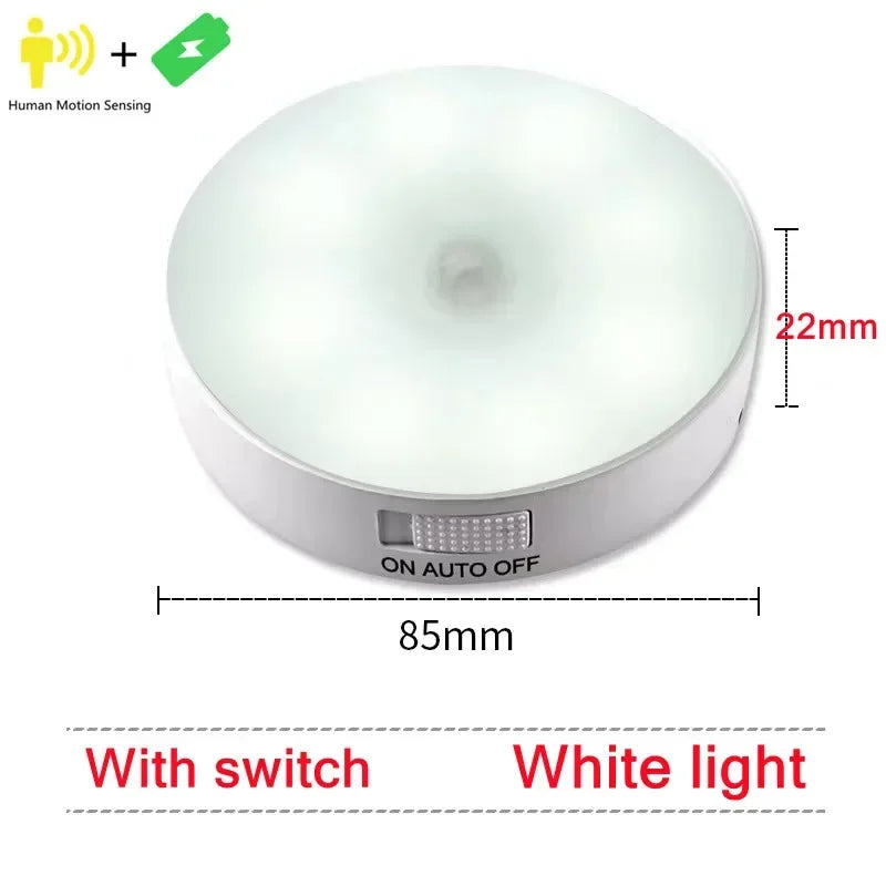 Motion Sensor Light USB Rechargeable Night Light LED Lamp for Kitchen Bedroom Stairs Hallway Cabinet Closet Wardrobe Nightlight