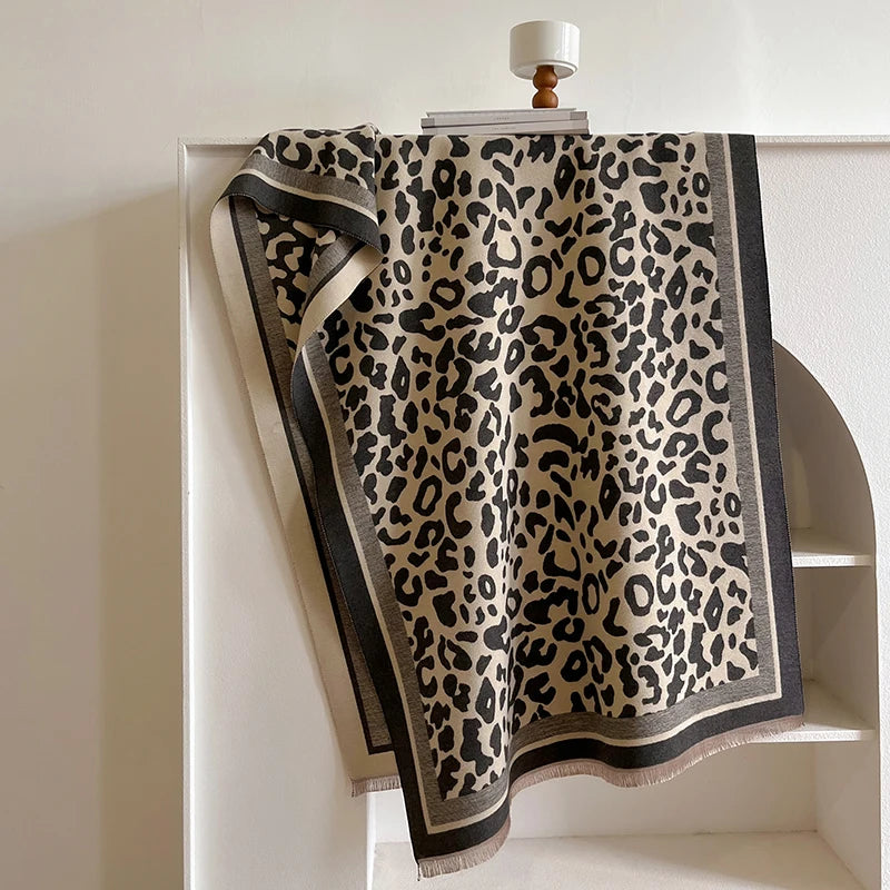 Clearance_New 2024 Women Scarf Luxury Autumn Winter  Warm Vintage Leopard print Scarve Pashmina Mujer Femme Foulard Bufanda_Cont