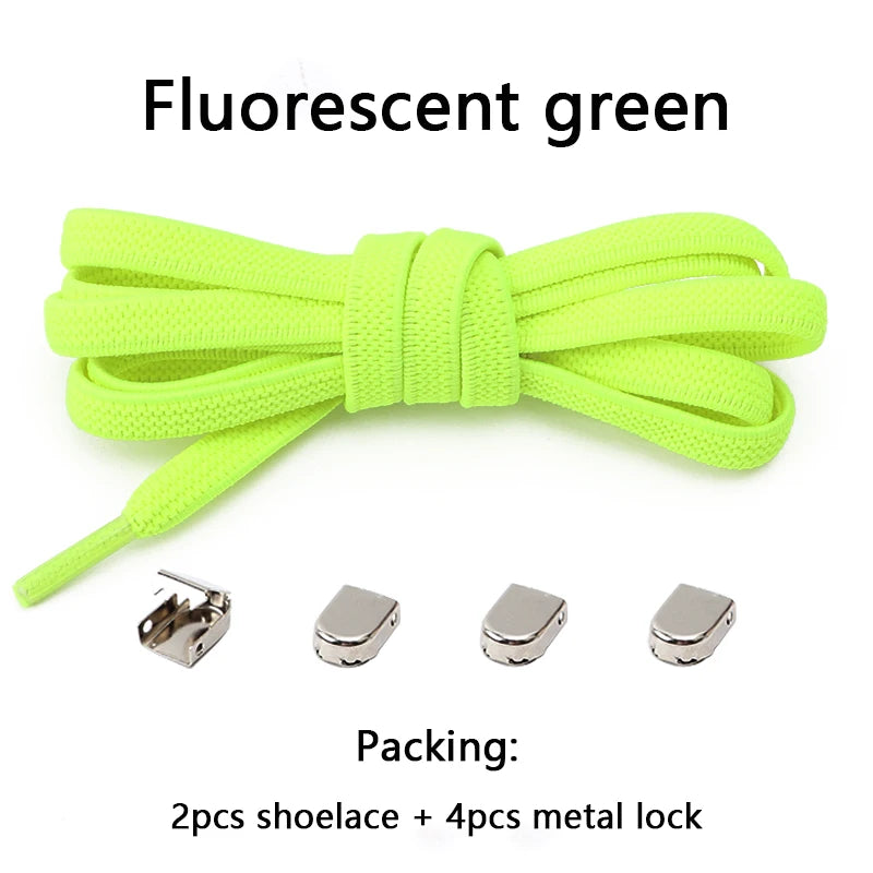 1 Paar Schnürsenkel ohne Binden, Metallschnallen, elastisch für Sneaker, Einheitsgröße für Erwachsene und Kinder, Schnell-Schnürsenkel, Lazy Sport Gummischnürsenkel