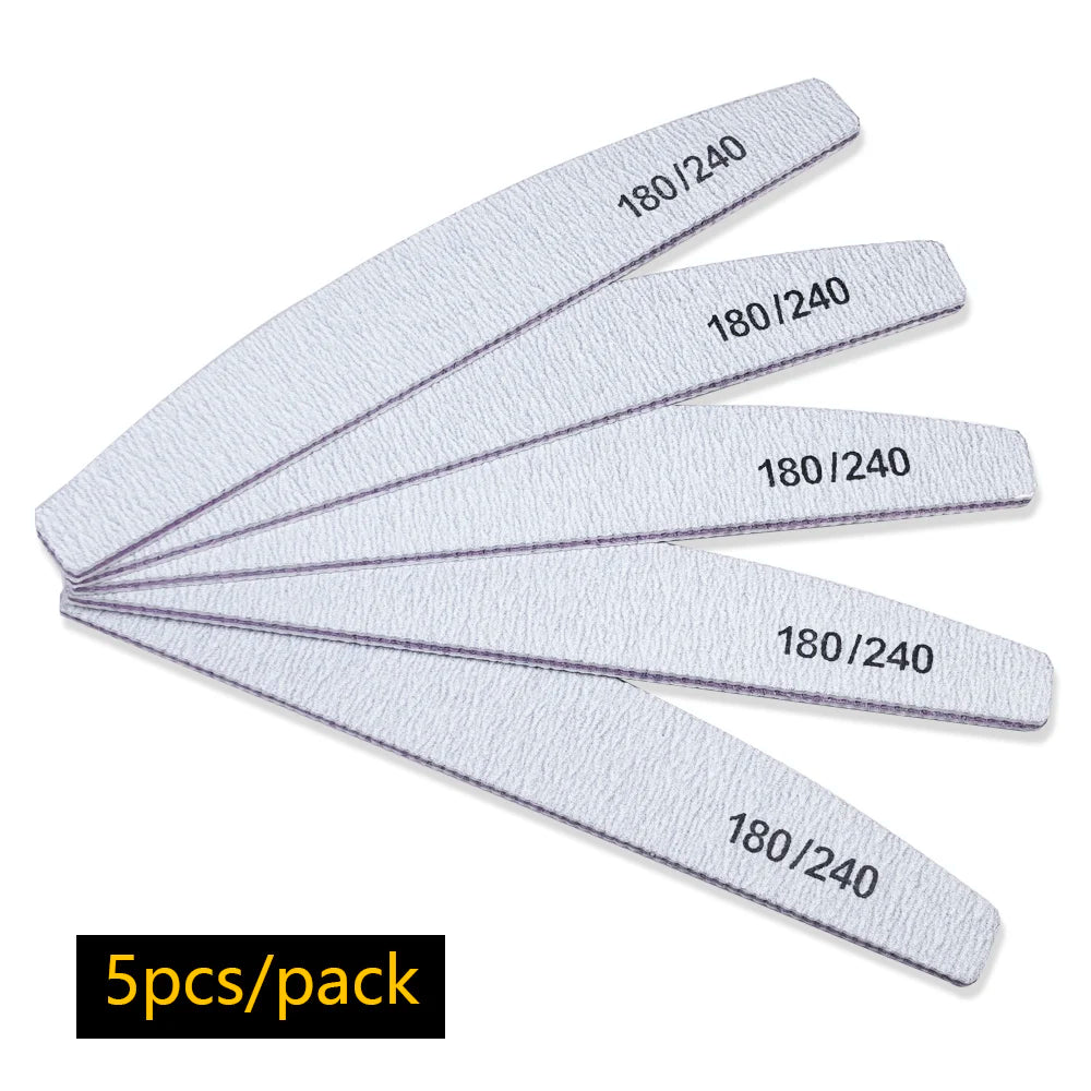 Nagelfeile Buffer 100/180 Körnung Halbmond Nagelfeilen Doppelseitiges Schmirgelpapier Nagel schleifen Gel Nagellack Maniküre-Werkzeug