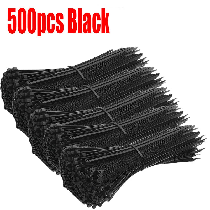 200/100Pcs Nylon Cable Ties Adjustable Self-locking Cord Ties Straps Fastening Loop Reusable Plastic Wire Ties For Home Office