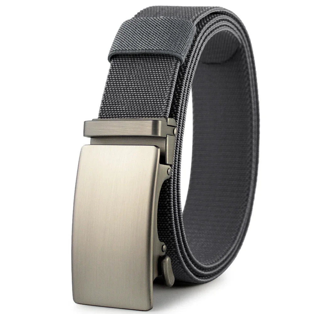 Nouvelle ceinture élastique de sport de golf, ceinture tactique, boucle automatique en métal, ceinture militaire en nylon extensible résistante pour hommes, grandes tailles 115-150CM