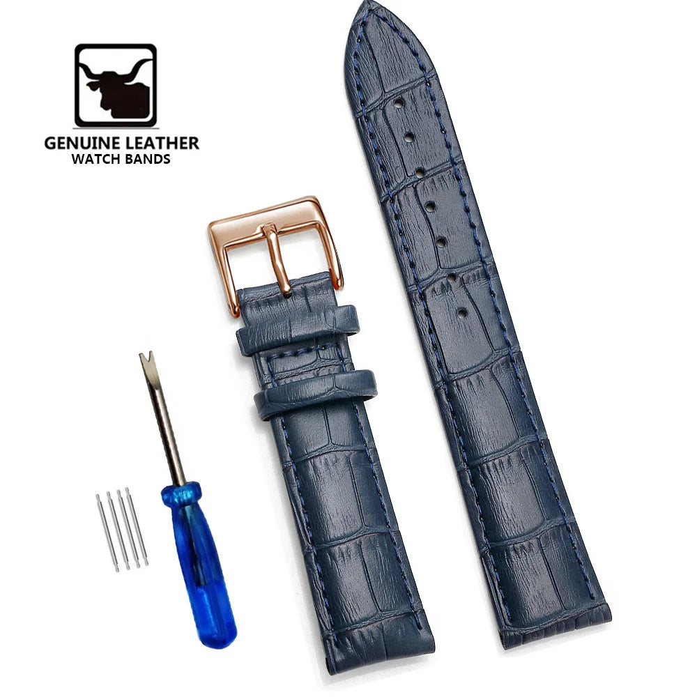 Premium Genuine Leather Watchbands 12/14/16/18/19/20/21/22/24 mm Watch Band Strap High Quality Wrist Belt Bracelet + Tool