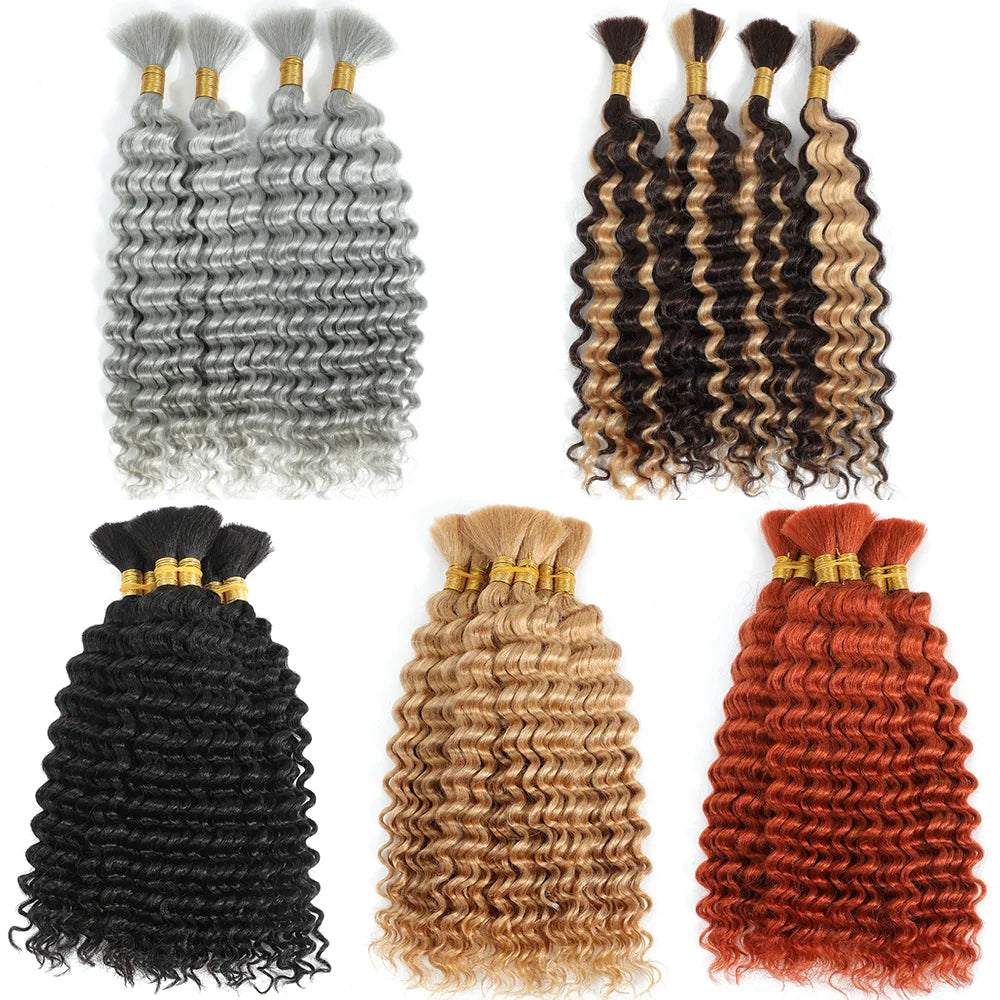 2 paquets de cheveux humains pour tresses bohèmes, 14 pouces 100G 10A, cheveux brésiliens vierges ondulés en vrac pour tresser