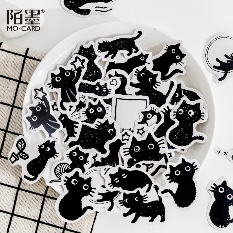 45 autocollants / boîte Autocollants pour carnet Chaton en boîte Dessin animé mignon Autocollants décoratifs pour album photo Manuel de croissance DIY