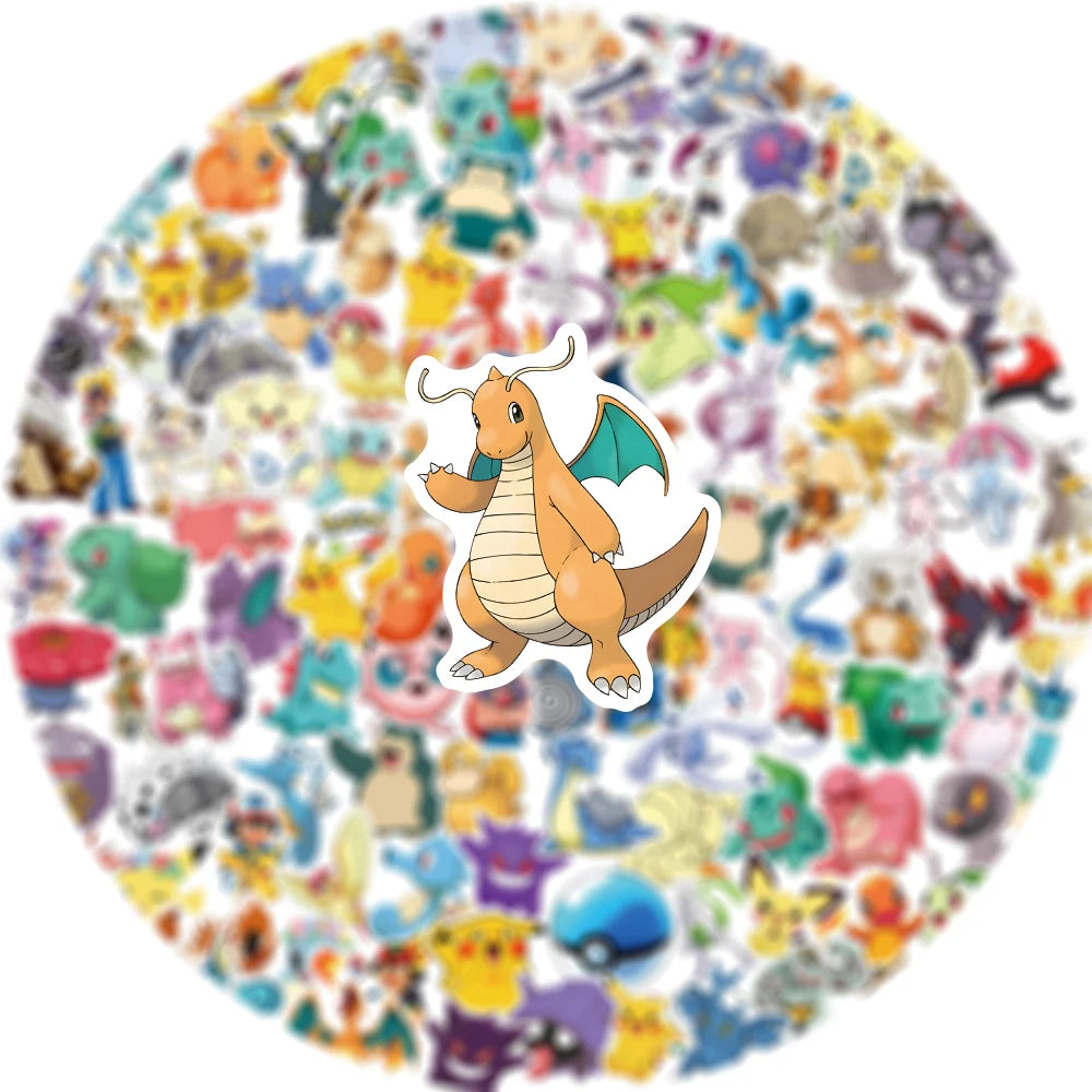50/100/200pcs Pokemon Anime Stickers Pikachu Kawaii Sticker Laptop Suitcase Skateboard Guitar Phone Cartoon Kid Gift Toys