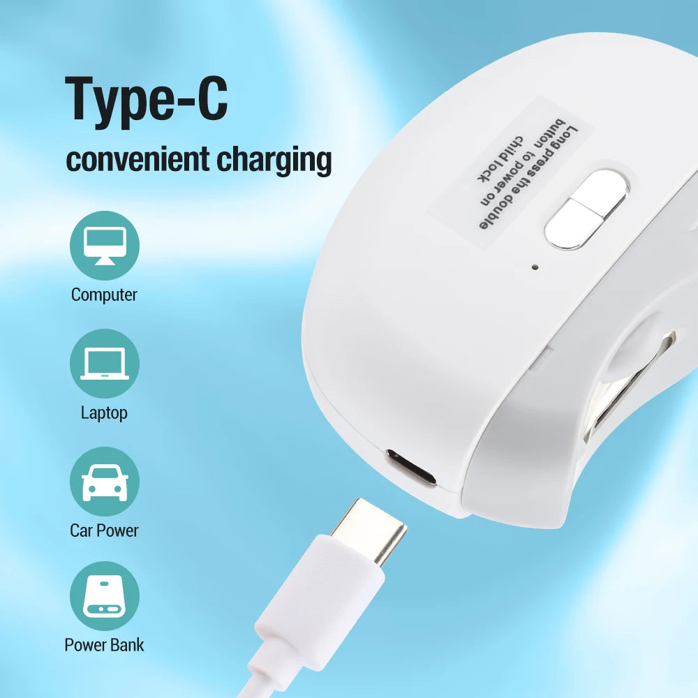 Coupe-ongles électrique avec meulage et polissage, lumière, coupe-ongles automatique rechargeable, manucure pour bébé et adulte