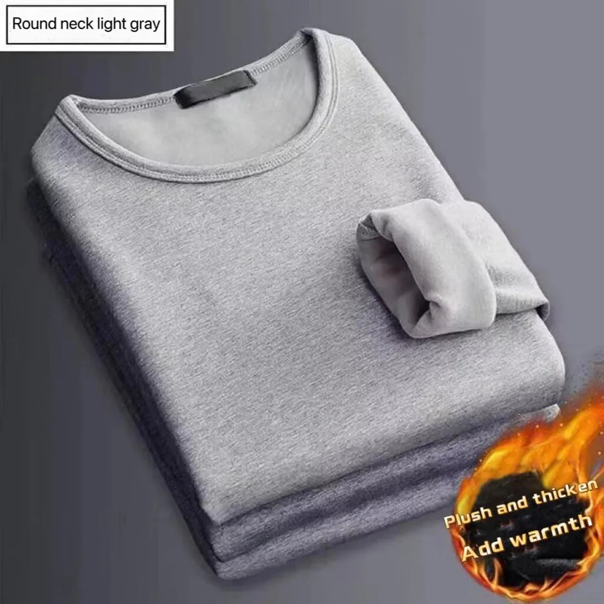 1Pcs Men Thickening Velvet Warm Tops Men's Winter Long-sleeved Thermal Underwer Male Round Neck Fashion T-shirt M-5XL