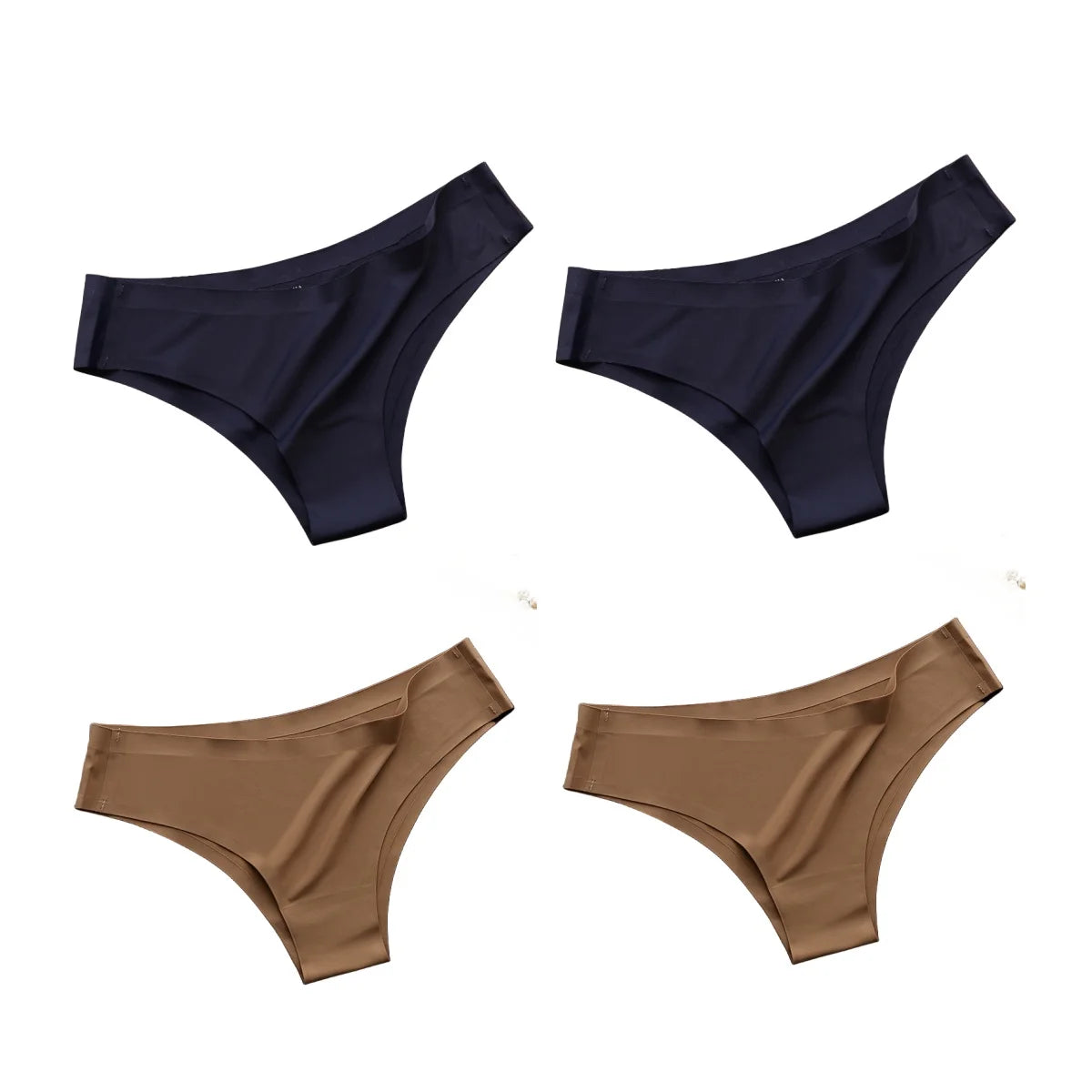 4PCS/Set Seamless Brazilian Panties Women's Sexy Lingerie Cool Ice Silk Low Waist Briefs Soft Solid Ultra-thin Bikini Underwear